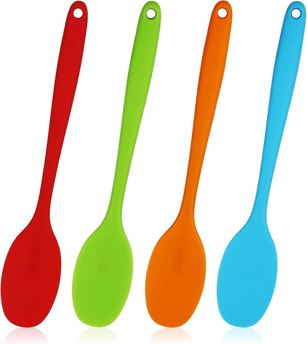 Silicone Spoon, 27.8 cm, Heat Resistant, Baking Spoon, Serving Spoon, Silicone Cookware, One-Piece Design, Silicone - ShopVlot