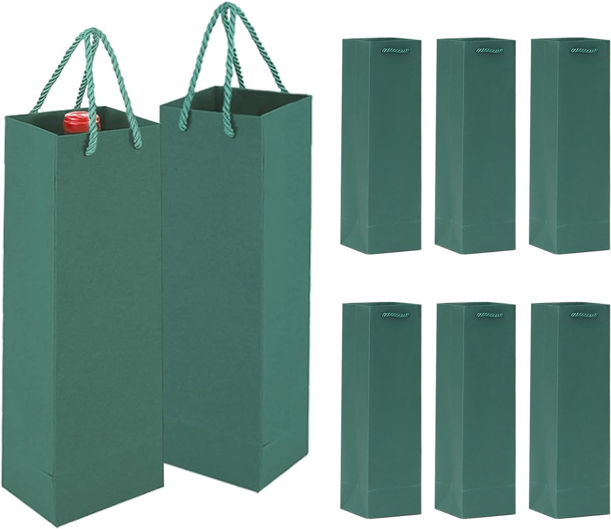 MORAINJAY Kraft Paper Wine Bottle Bags with Handle, 8 Pieces, Reusable Single Wine Bags for Christmas, Birthday - ShopVlot