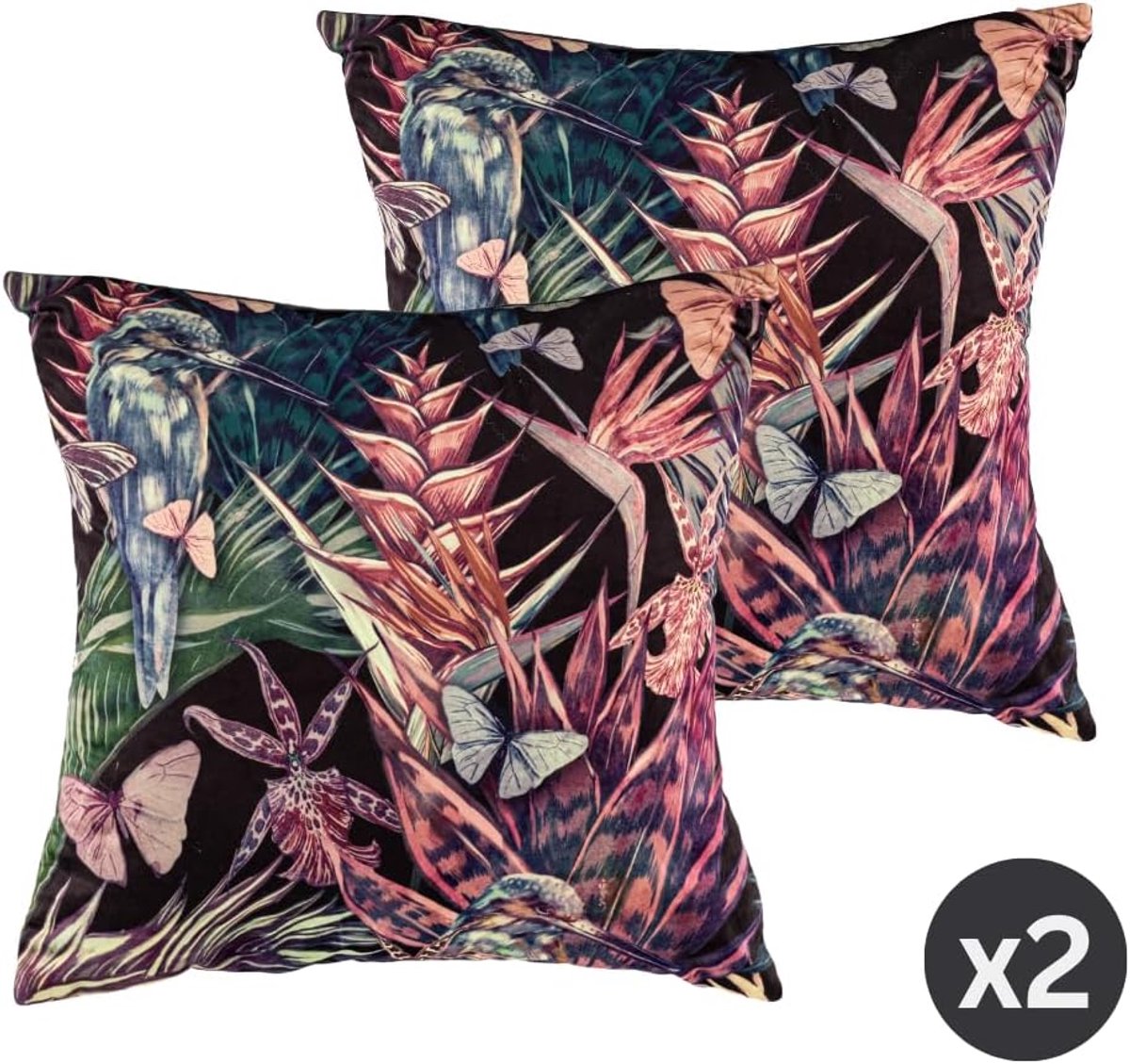 Kussen (gevuld) AMBIANCE PRINT 45X45CM, heliconia - ShopVlot