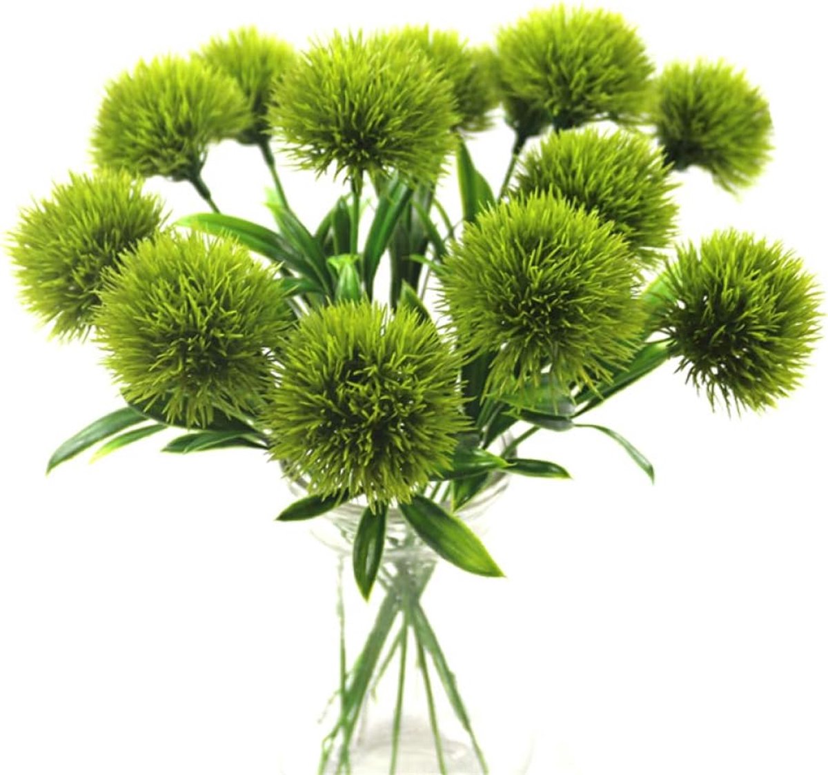 Groene paardebloem plant plastic bloem woondecoratie lengte 25cm - ShopVlot