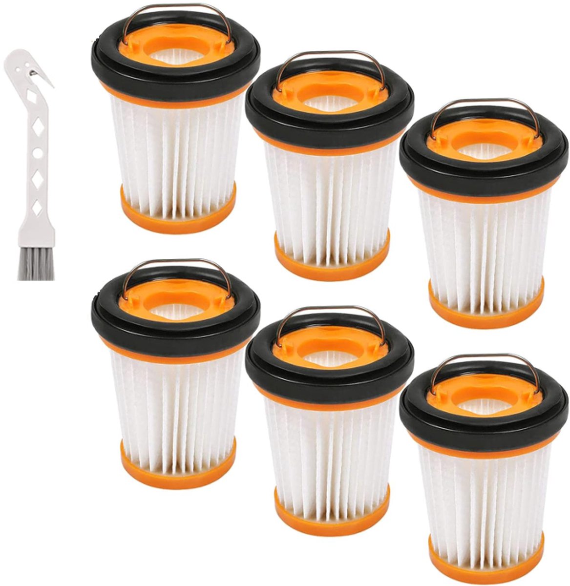 Set van 6 stofzuigerfilters geschikt voor Shark draadloze handstofzuigers W1/W2/W3WV200WV205 - 6 stofzuigerfilters en 1 schoonmaakborstel