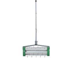 139 x 43,5 x 15 cm Gazonbeluchter Handmatig, Grasbeluchter met Rollen, Verticuteerder voor Gazon, Rasenverluchter Tuingereedschap, Bodembeluchter met Prikrollen, Gazonverzorging voor Tuin en Erf, Beluchtingsroller, Zilver