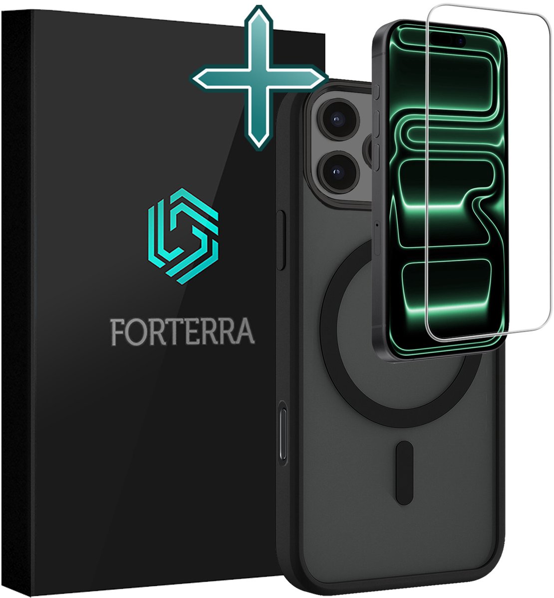 Hoesje Met Screenprotector - Geschikt voor Apple iPhone 18 Pro - Magsafe Compatible - Sterk & Shockproof - Shock Proof Case - Back Cover - Telefoon Hoes - Zwart