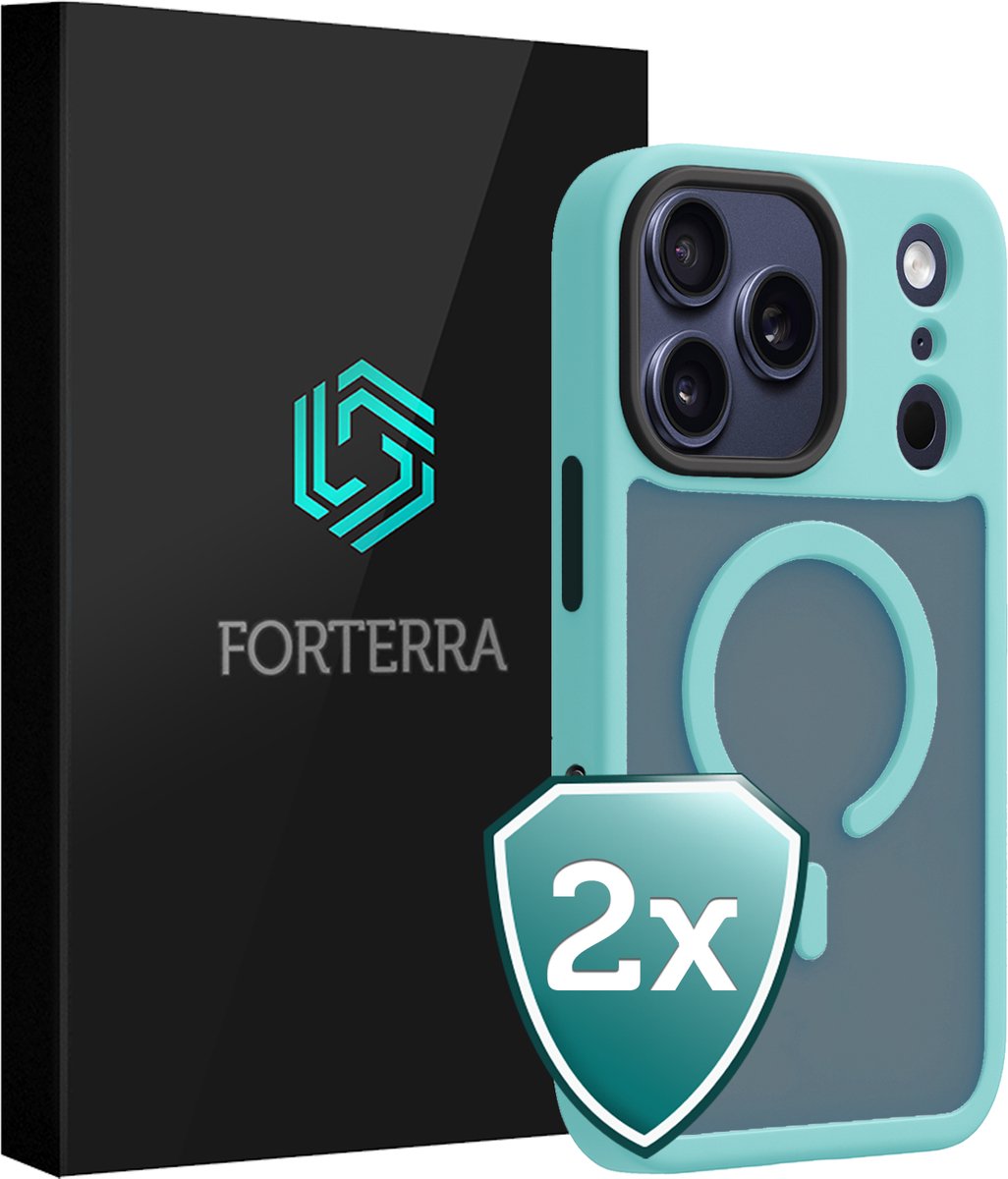 Hoesje 2 Stuks - Geschikt voor Apple iPhone 18 Pro - Magsafe Compatible - Sterk & Shockproof - Shock Proof Case - Back Cover - Telefoon Hoes - Lichtblauw