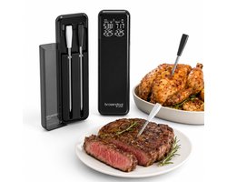 Brosendaal Draadloze Vleesthermometer met App – BBQ Thermometer – Kernthermometer – BBQ, Grill en Oven – 2 Sondes