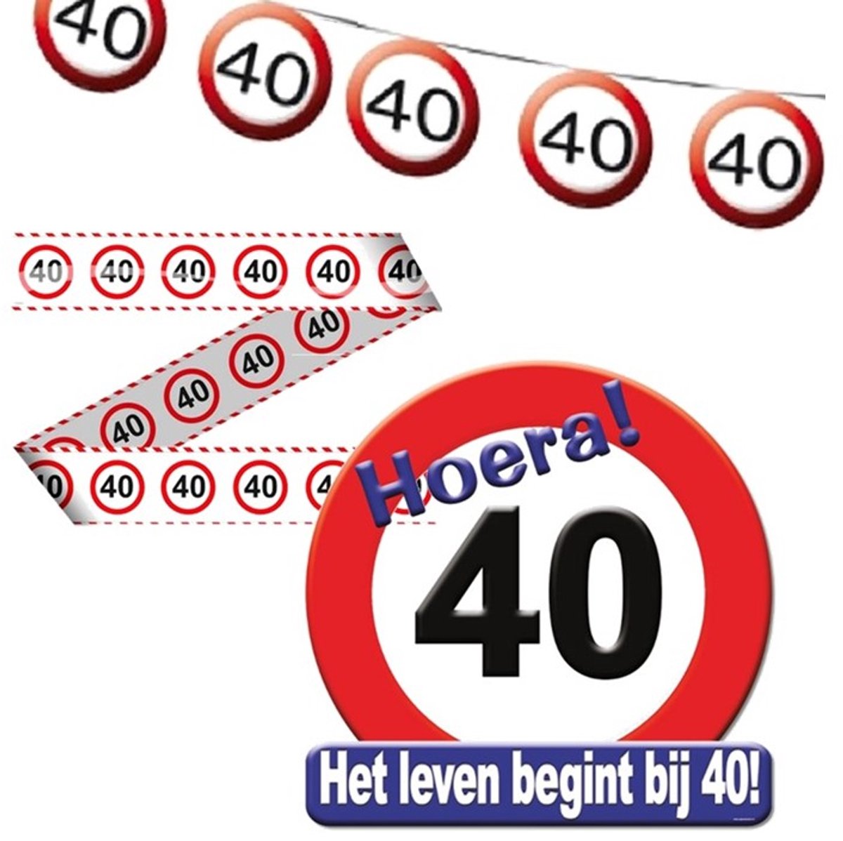 40 jaar Feest pakket versiering verkeersbord - 3delig.