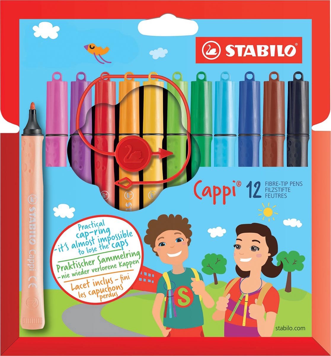 Stabilo Cappi - stiften - 12 stuks - in etui - met dopring