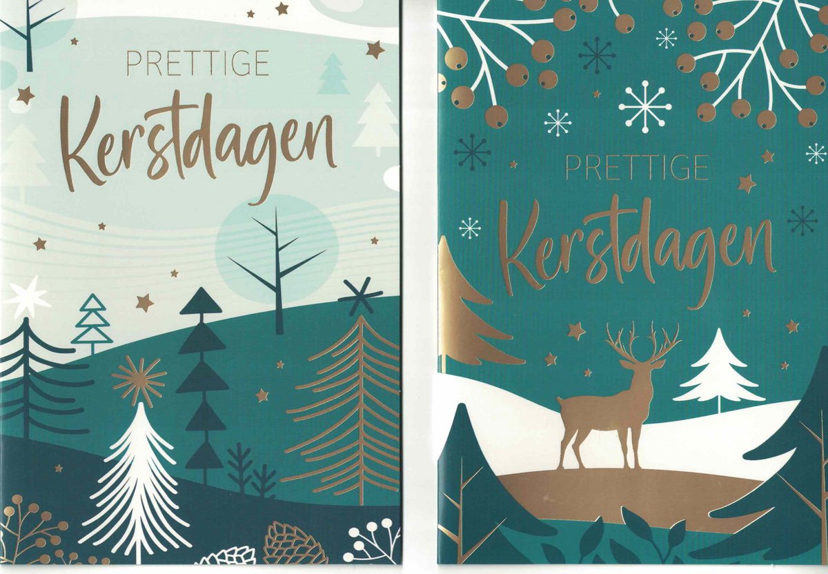 Wenskaarten - kerstkaart - set van 8 - 8 luxe kerstkaarten - 2 x 4 luxe kerstkaarten met envelop