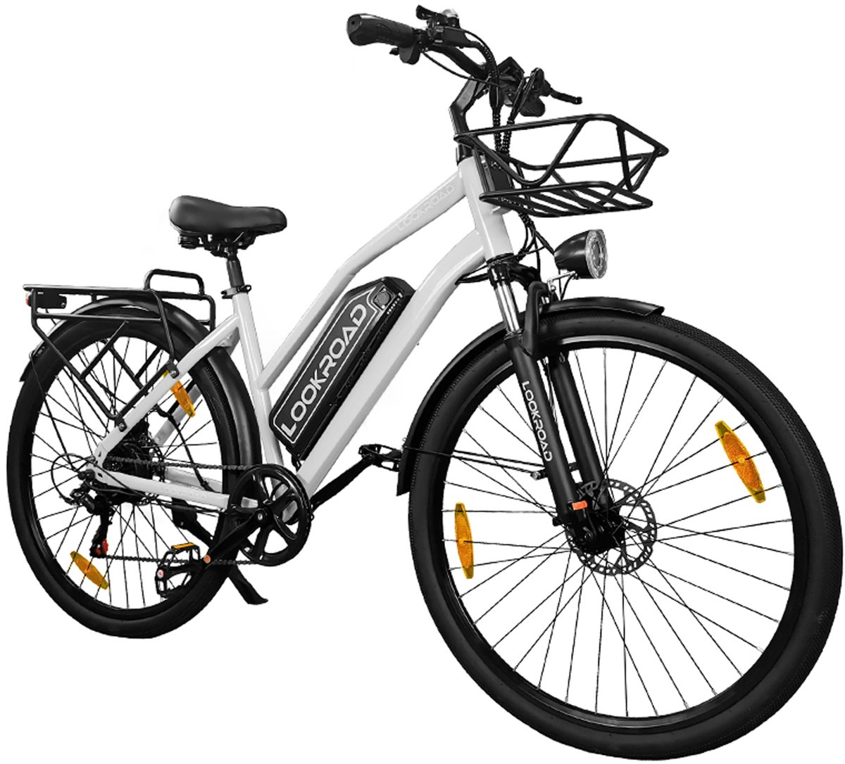 Lookroad Elektrische Fiets - 28 Inch E-Bike - 36V 18Ah Accu (Actieradius tot 120 km) - Met Voorvorkvering & Mechanische Schijfremmen - Stadsfiets Heren/Dames
