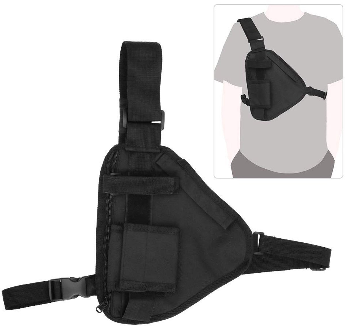 Solidchoice - Zwarte Radio Holster Borstharnas voor Walkie Talkie