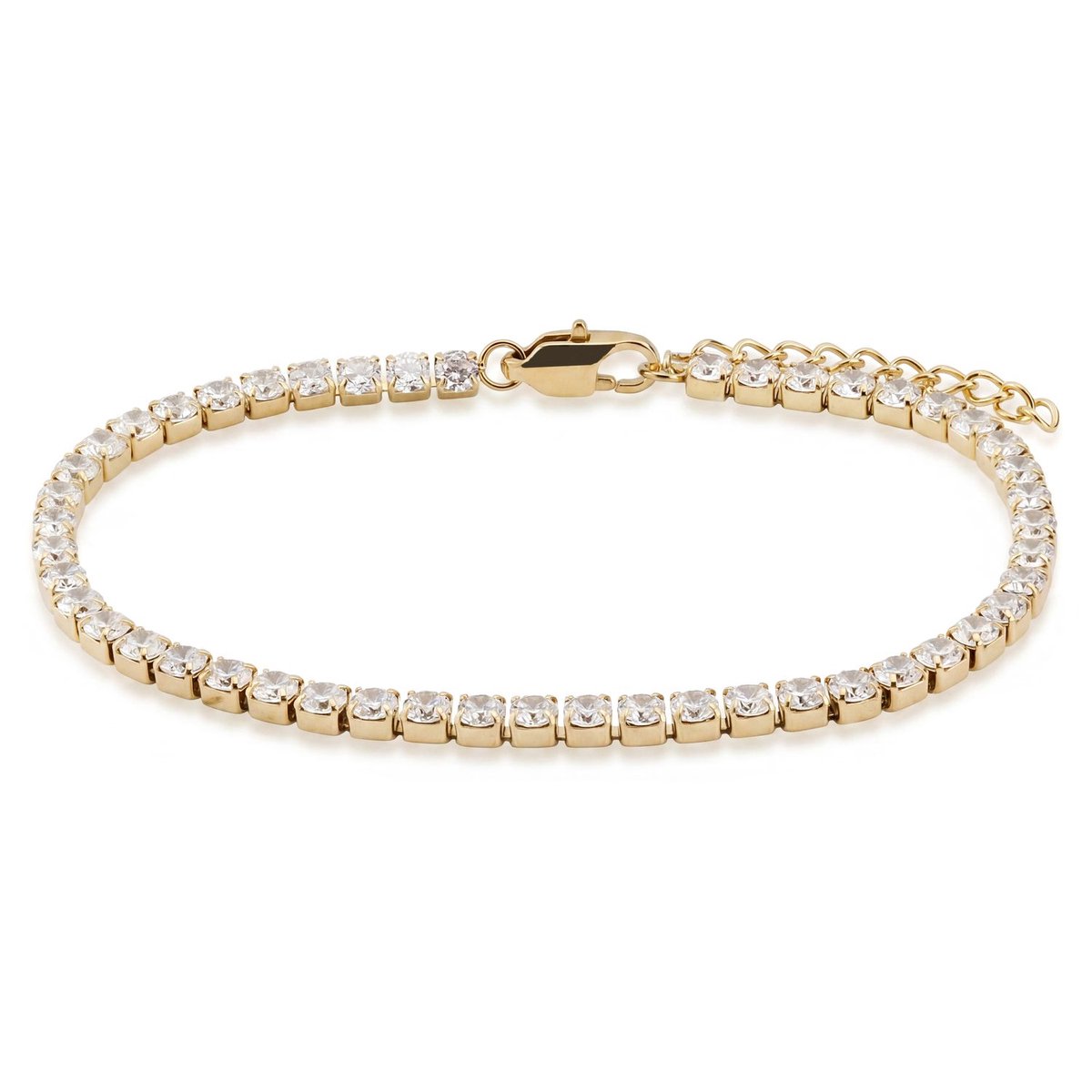 Dazzle | 3 mm 14K vergulde tennisarmband met zirkonia