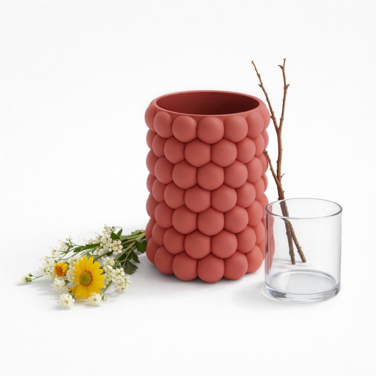 Cilindrische vaas met bubbelpatroon, veel kleuren