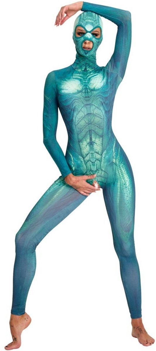 Erotische Fantasie Overal - Nauwsluitende Jumpsuit Met Lange Mouwen in Fanatsie Look - S/M