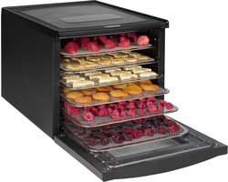 Princess 112398 - Voedseldroger - Droogoven - Dehydrator - 6 RVS drooglades - 35C tot 75C - LED display - BPA-vrij - Zwart - Warmhoudfunctie - Timer - Geschikt voor Fruit, Groente, Kruiden en Vis