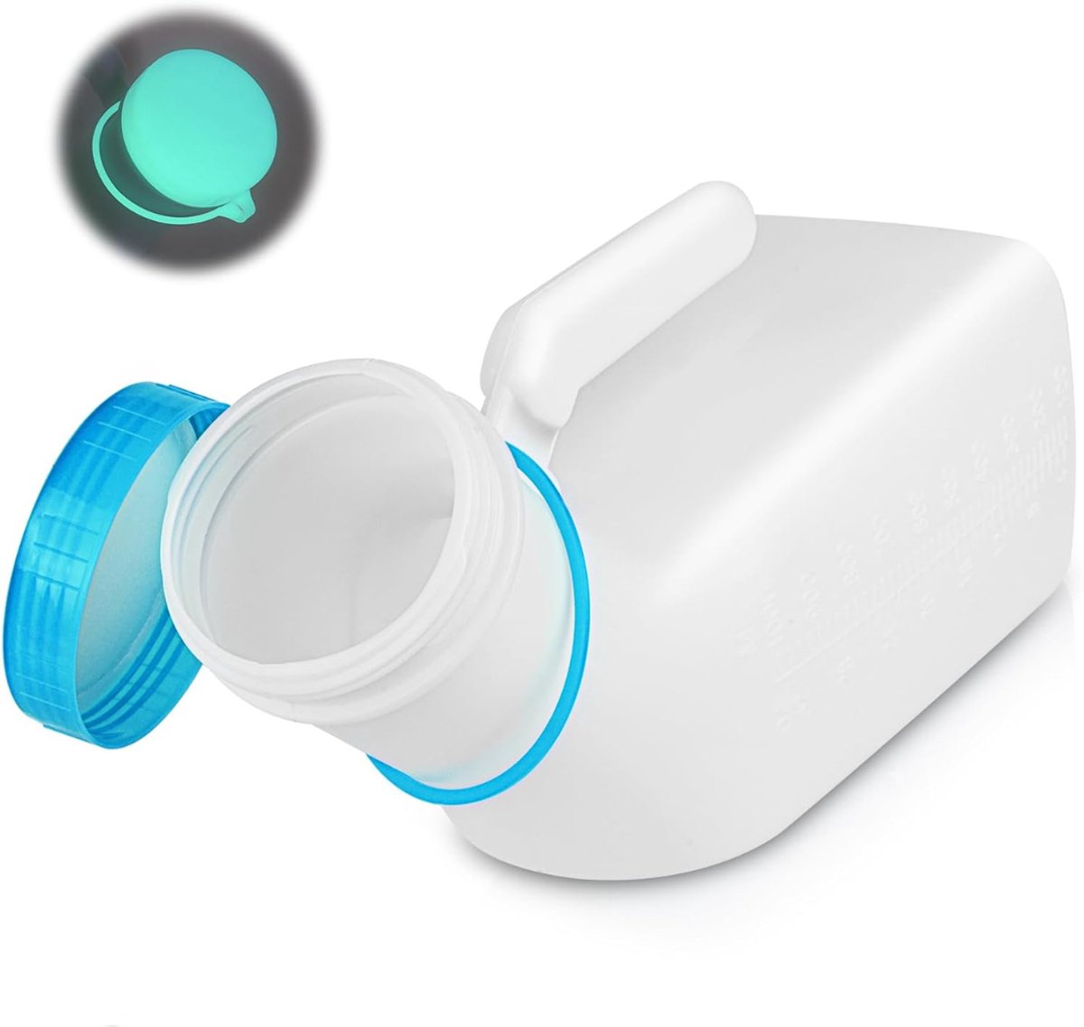 QUOVO® Plasfles Mannen - Urinefles - Urinaal - 1 liter inhoud – Afsluitbaar - Makkelijk Mee Te Nemen - Doorzichtig Kunststof - Wit - 27cm x 13cm x 10cm