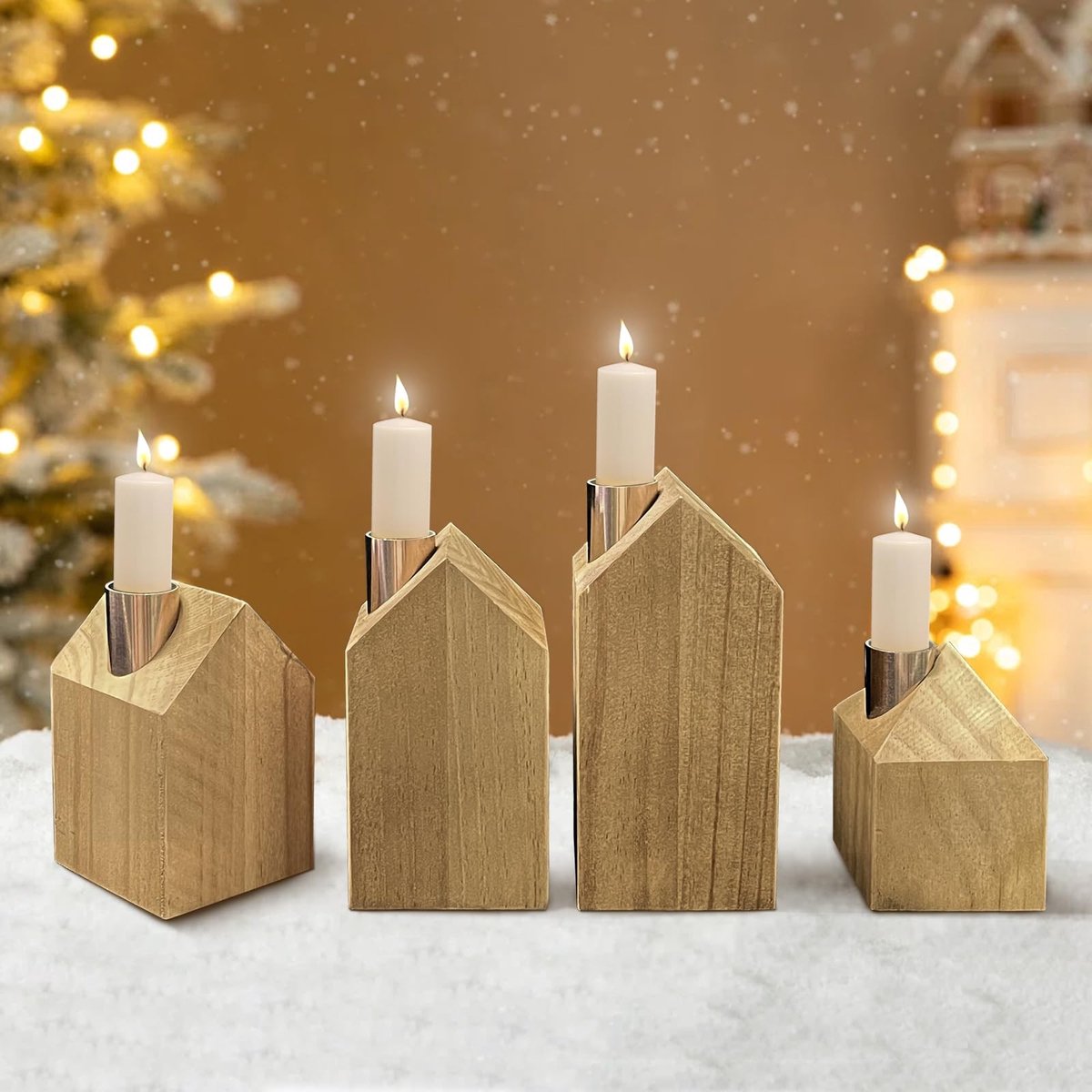 Solidchoice - Decoratieve Kaarsenhouder voor Kerst - Inclusief 4 Slommin Houder