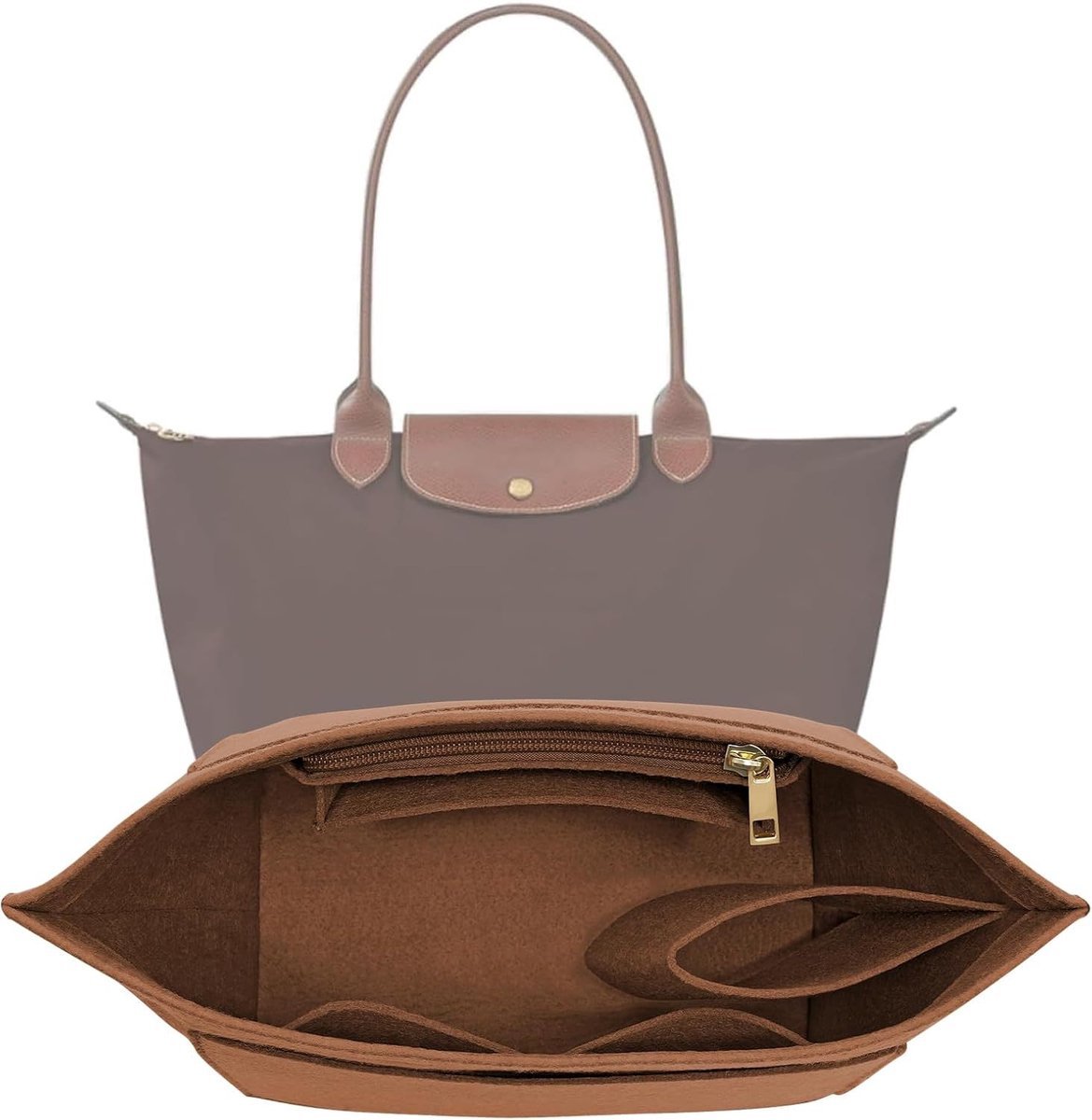 Casalora – Tas Organizer – Bag in Bag – 26cm – Bag Organizer – Handtas Organizer Met Meerdere Vakken – Roodbruin – M