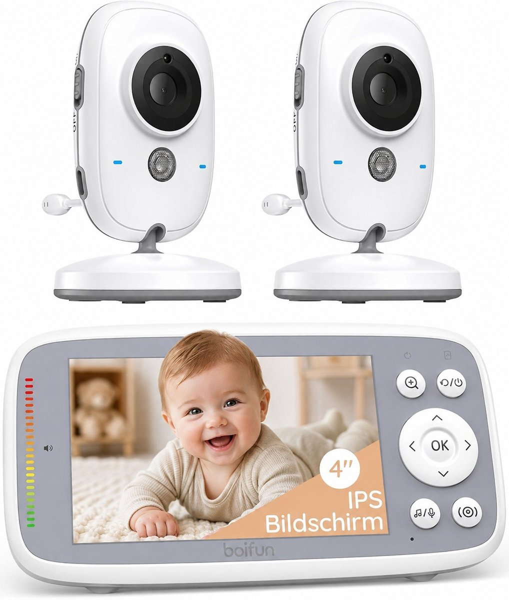 Babyfoon - Babyfoon Met 2 Camera's - Baby Monitor - Baby Camera - 4 inch Scherm - Zonder Wifi - VOX-modus - ideaal voor ouders