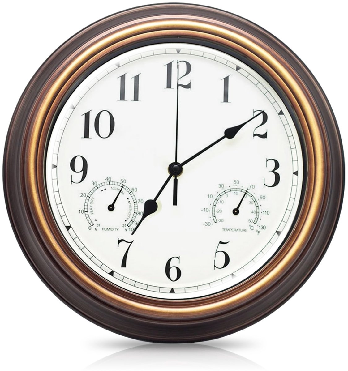 Solidchoice - Tuin Klok met Thermometer en Hygrometer - Weerbestendige Wandklok voor Binnen en Buiten