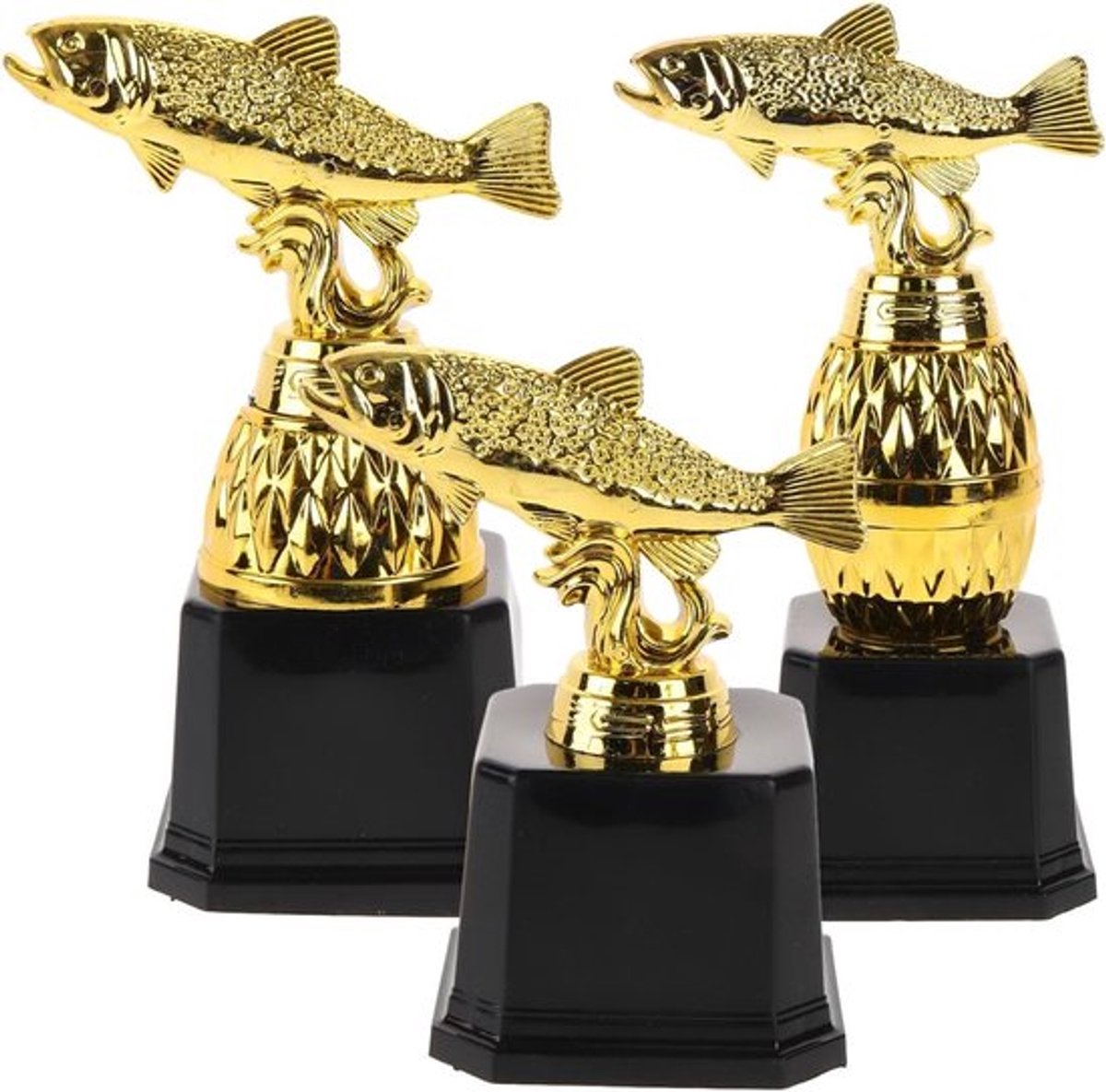 Mini Trofeeën voor Vissen - 3 Stuks Grappige Winnaar Trofeeën voor Kinderen en Wedstrijden - Herbruikbare Plastic Vissencups