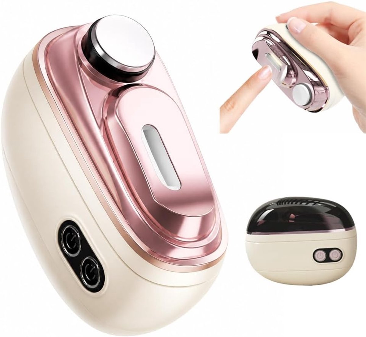 Elektrische Nagelknipper - Trimmen en Vijlen - Automatische Nageltrimmer met LED - USB Oplaadbaar - voor Baby's, Volwassenen en Senioren - Beige