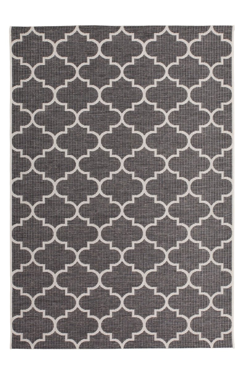 Padiro laagpolig vloerkleed 160 x 230 cm - grijs - modern geometrisch patroon - voor binnen en buiten - geschikt voor vloerverwarming - van polypropyleen
