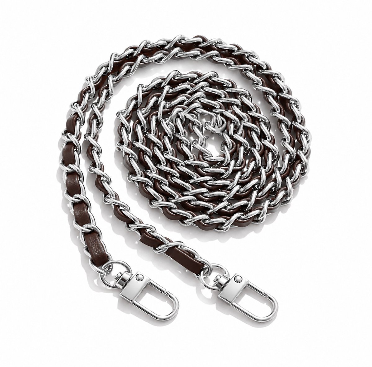 Bag Strap / Tas Riem Chain - Bruin/Zilver | 120 cm | Tashengsel / Schouderriem | Fashion Favorite