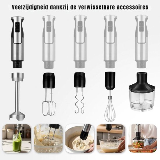 KIRA® Staafmixer Set - Staafmixer Met Hakmolen - Hakmolen - Mixer Set - Zwart - 24cm x 18cm x 19cm van Kira — afbeelding 3