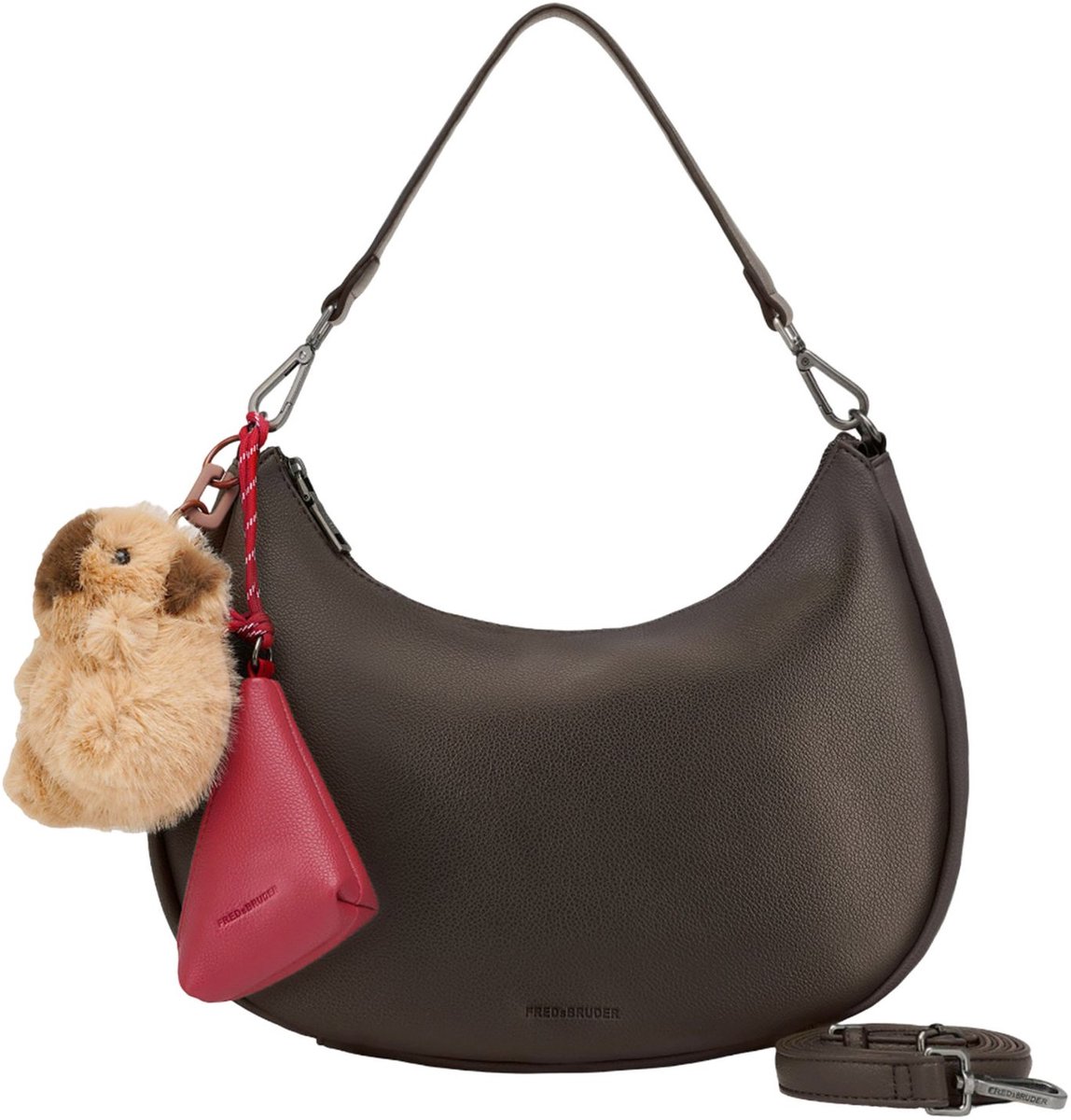 FREDsBRUDER Leren schoudertas My Bestie Collection My Bestie Long Hobo Dark Brown donkerbruin