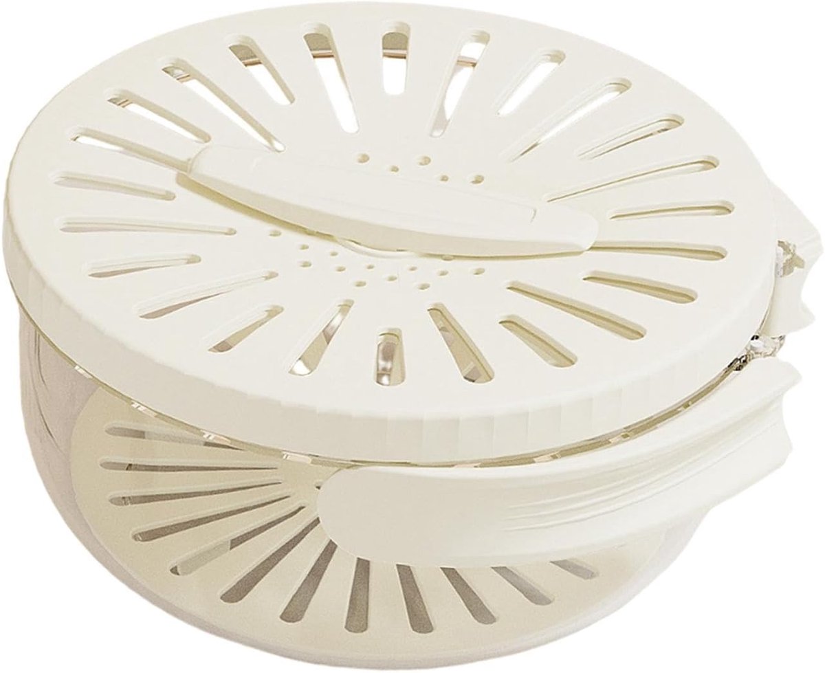 Nieuwe afdruipmand met deksel, fruitafdruipbak met handvat, multifunctionele 2-in-1 afdruipmand, voor het afspoelen, afgieten en wassen van groente en fruit – draagbare opbergbak (beige)