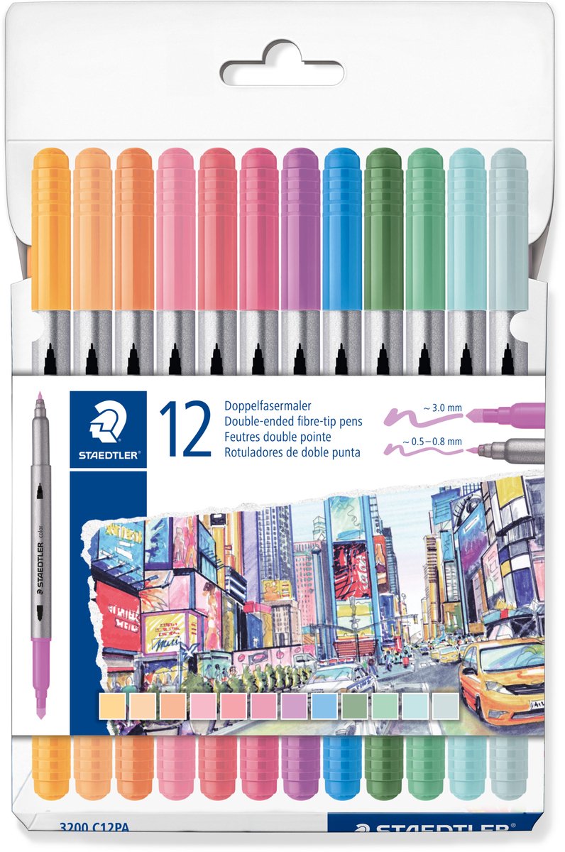 STAEDTLER kleurstiften dubbele punt - 12 pastelkleuren