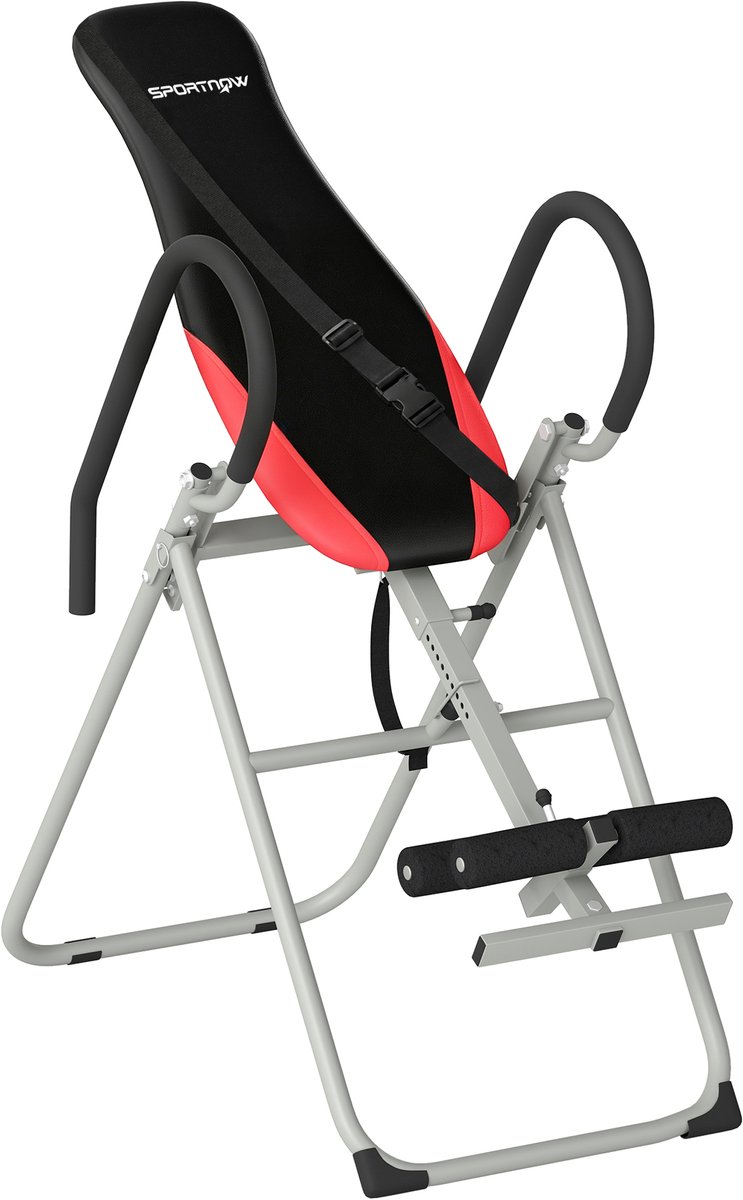 122 x 59 x 130 cm Inversietafel Inklapbaar, Verstelbare Inversiebank voor Rugstrekking en Fitness, Inversietrainer met Veiligheidsgordel en Enkelvergrendeling, Rugstrekbank voor Thuisgebruik, Fitnessapparaat voor Rugontspanning, Zwart Rood
