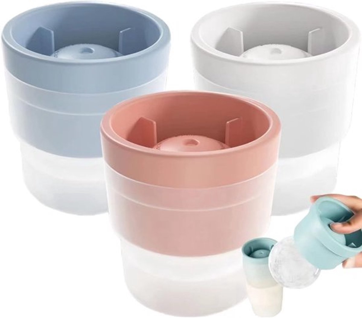 Ijsbolvormen - 3 stuks - Stapelbaar - Grote ijsbollen 2,5 inch - Voor whisky & cocktails