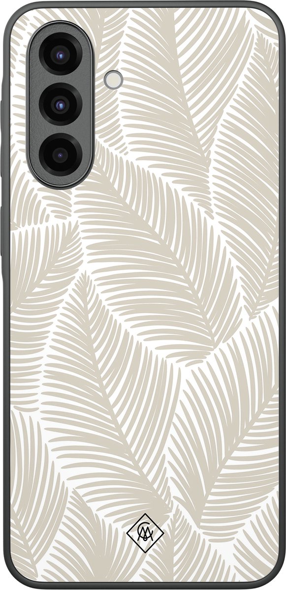 Casimoda® hoesje - Geschikt voor Samsung Galaxy A37 - Palmy Leaves Beige - Zwart TPU Backcover - Natuur - Bruin/beige