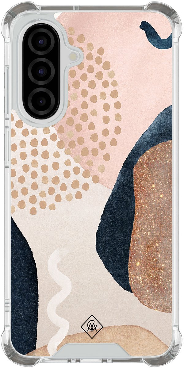 Casimoda® hoesje - Geschikt voor Samsung Galaxy A37 - Abstract Dots - Shockproof case - Extra sterk - TPU/polycarbonaat - Bruin/beige, Transparant