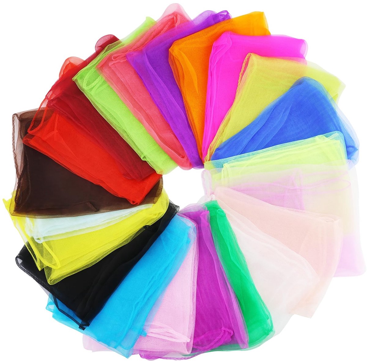 Solidchoice - 21 Kleurrijke Jongleerdoeken - 60 x 60 cm - Ideaal voor Dans en Jongleeractiviteiten