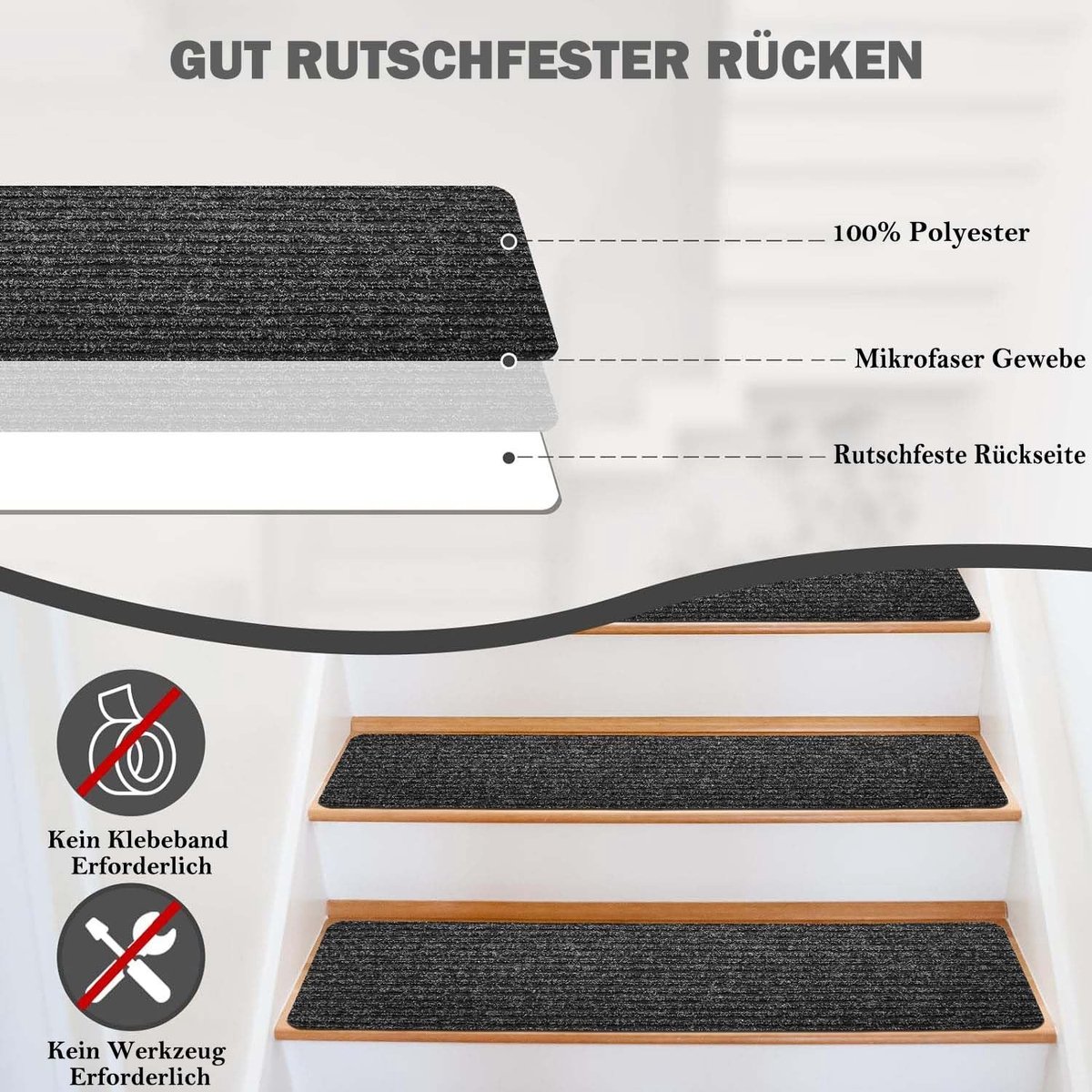 Solidchoice - 15 Stuks Zelfklevende Antislip Trapmatten