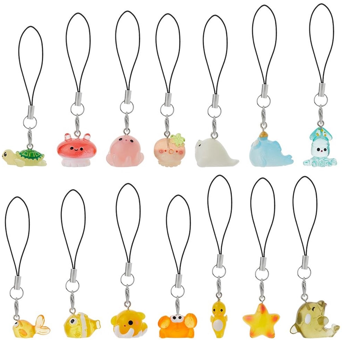Solidchoice - Set van 14 Schattige Mobiele Telefoon Hangertjes