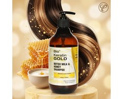 Bio Keratine Gold Botox Melk & Honing Shampoo 500 ml - Voedend & Versterkend - Zoutvrij - Natuurlijk formule - Professionele Haar shampoo