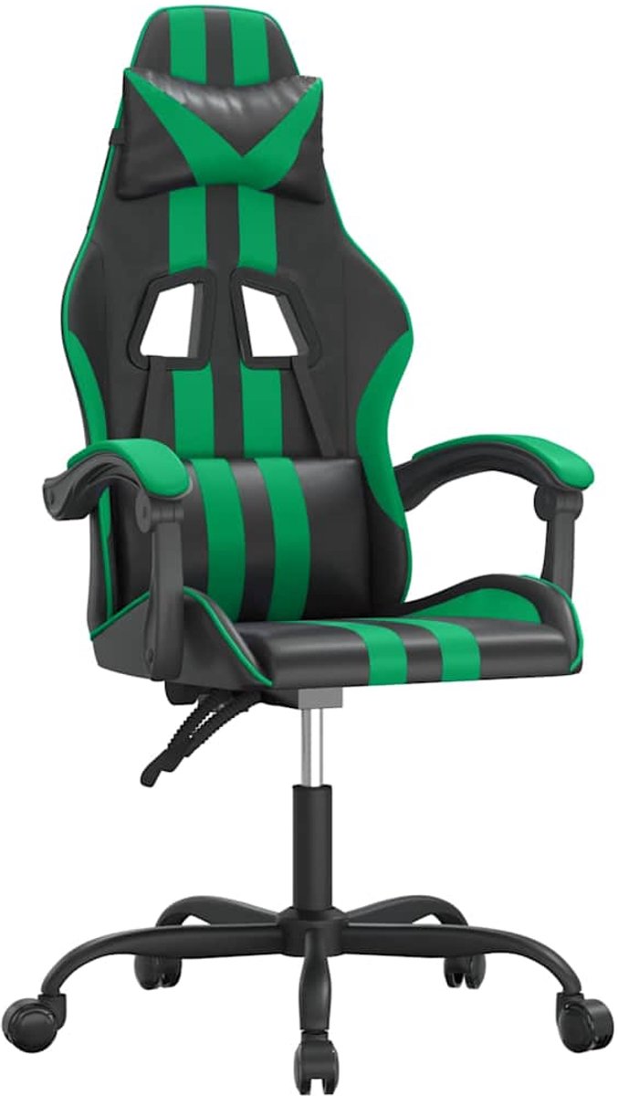 vidaXL Gamestoel - kunstleer - zwart - en - groen zwart en groen