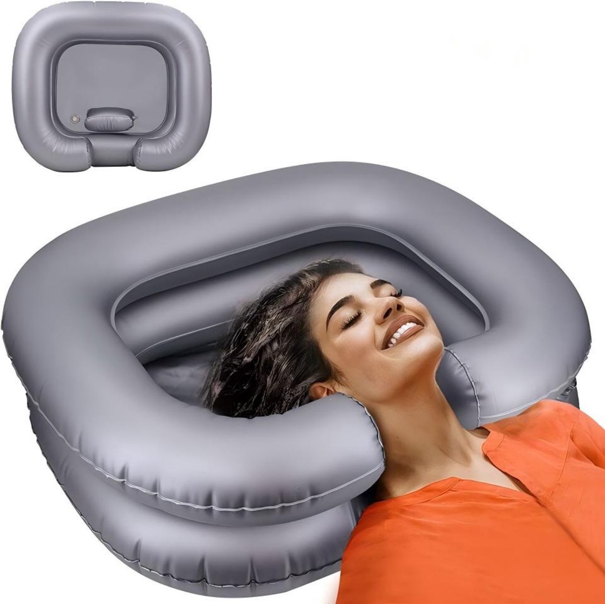 Opblaasbare haarwasbak – 59x51x21 cm – Haarwasbak – Haarwasbak voor gebruik aan bed – Haarwasbak voor mantelzorg – Draagbare opblaasbare haarwasbak – Haarwasbak voor thuiszorg – Multifunctionele haarwasbak