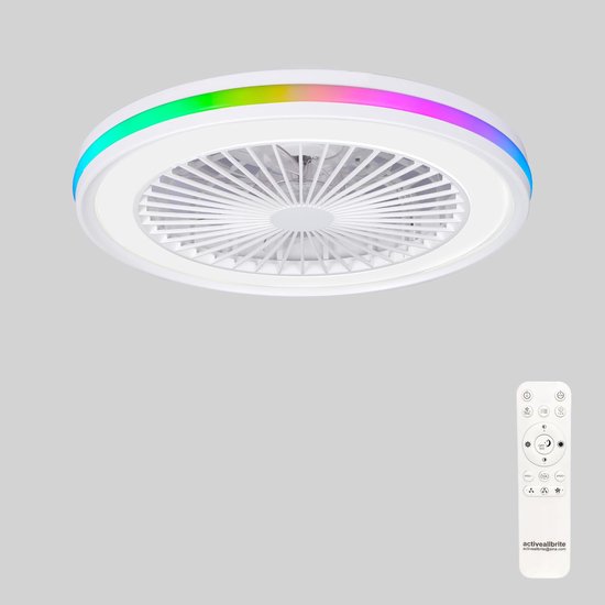 Epochglo Plafondventilator met Verlichting en Afstandsbediening - Ø47cm - RGB - 40W LED Dimbare 2700-6500K - Fluisterstil - 6 Snelheden - Timer - Modern Plafondlamp met ventilator voor Slaapkamer, Woonkamer en Kinderkamer van Epochglo — afbeelding 3
