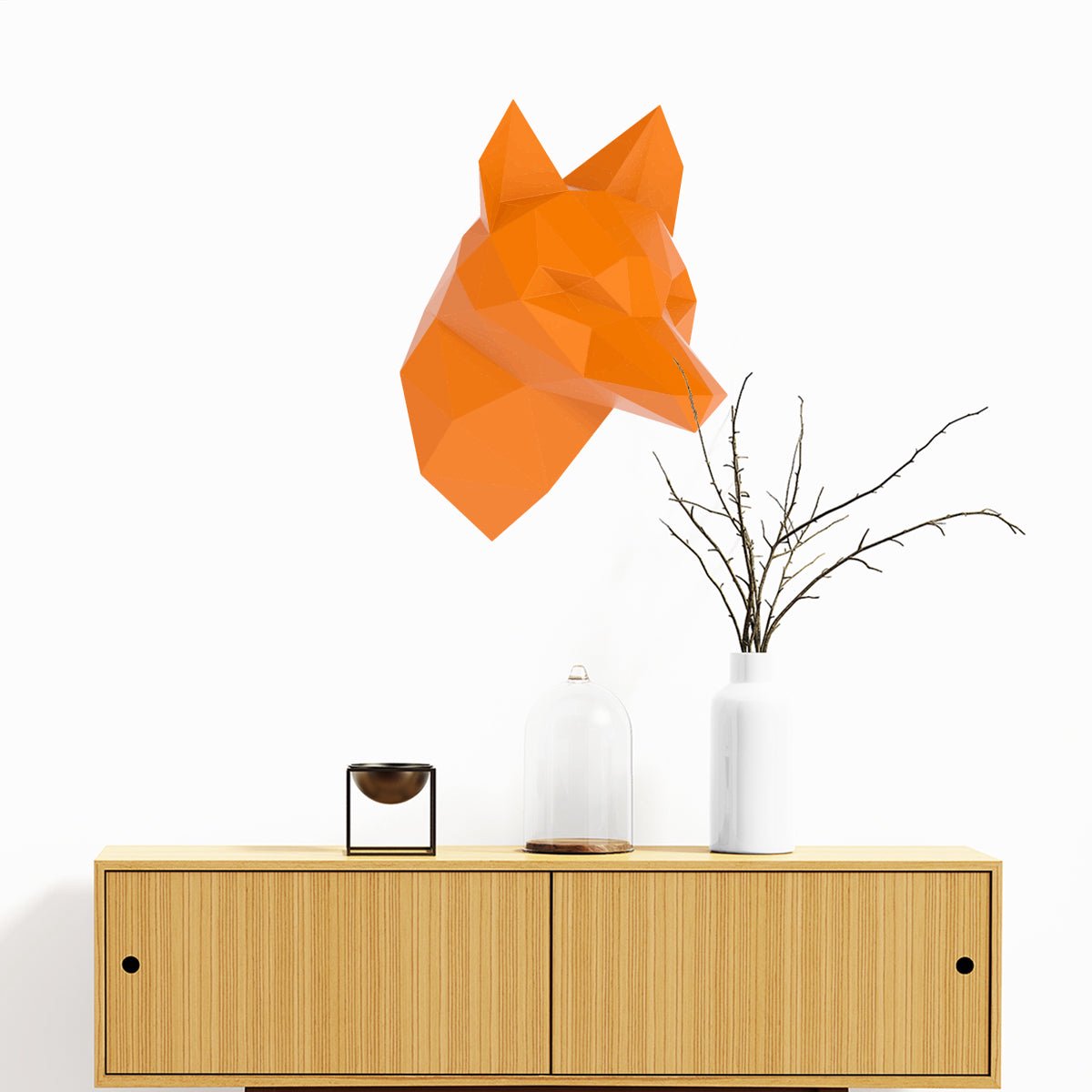 Ambiance Sticker 3D origami sticker van een oranje vos in profiel, 60 x 45 cm Multi color
