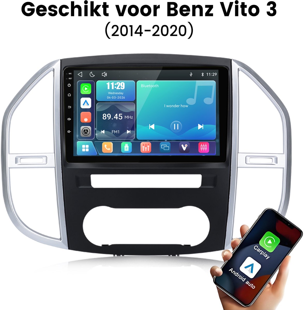 Junsun Linux Draadloos Carplay & Andriod Auto Geschikt voor Mercedes Benz Vito 3 W447 - 10 Inch HD TouchScreen - Bluetooth - Navigatie- WiFi - FM - RDS- Airplay