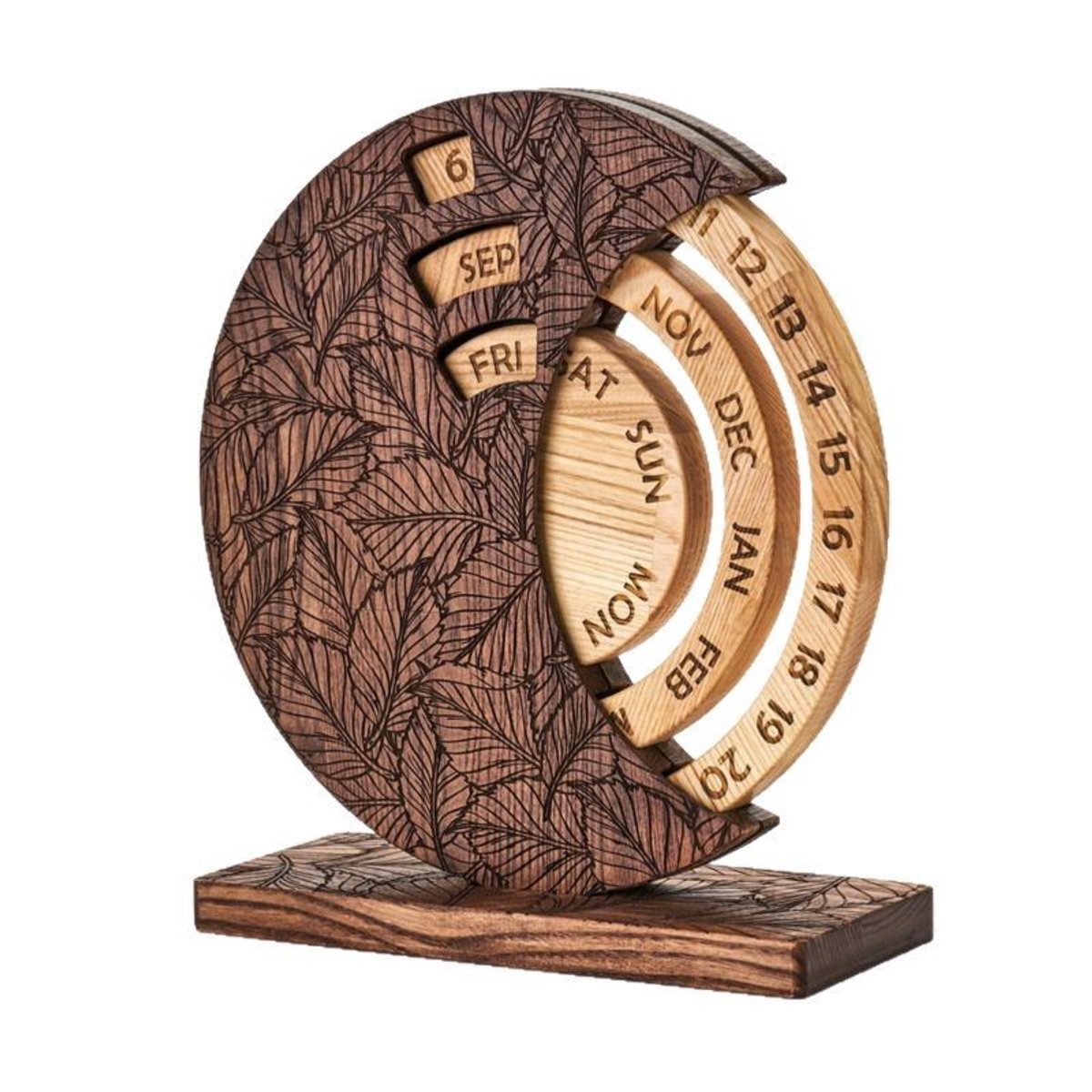Casalora Eeuwigdurende Houten Kalender - voor bureau, minimalistische woondecoratie en kantooraccessoire