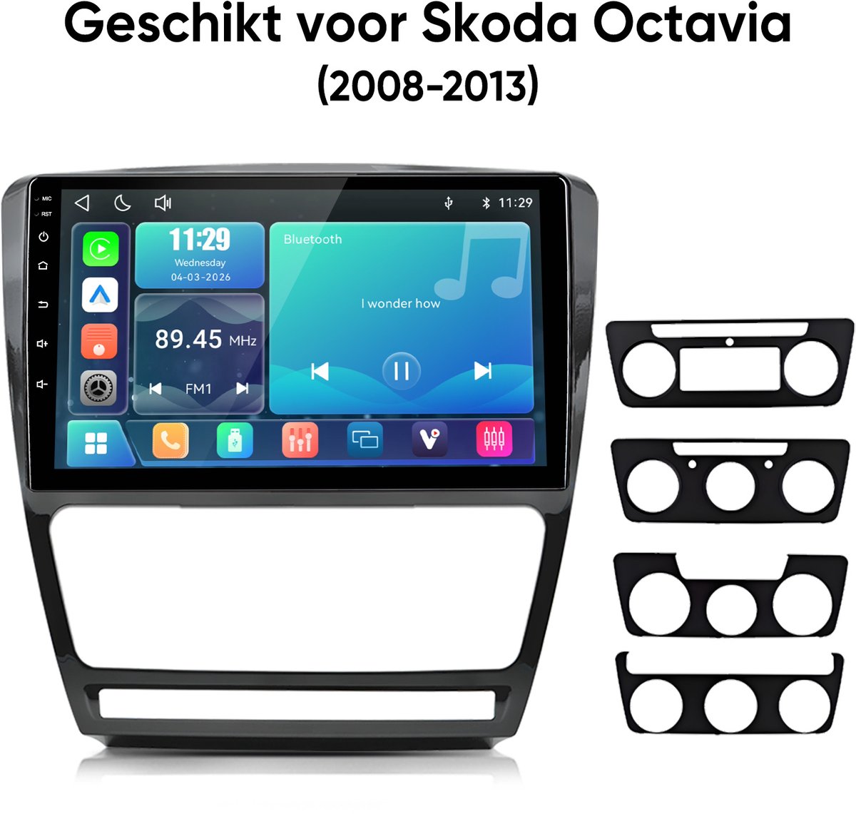 Junsun lINUX Draadloos Carplay & Andriod Auto Autoradio Geschikt voor Skoda Octavia 2 1Z3 1Z5 2008-2013 - 10 Inch HD TouchScreen - Bluetooth - GPS navigatie- WiFi - FM - RDS- Airplay