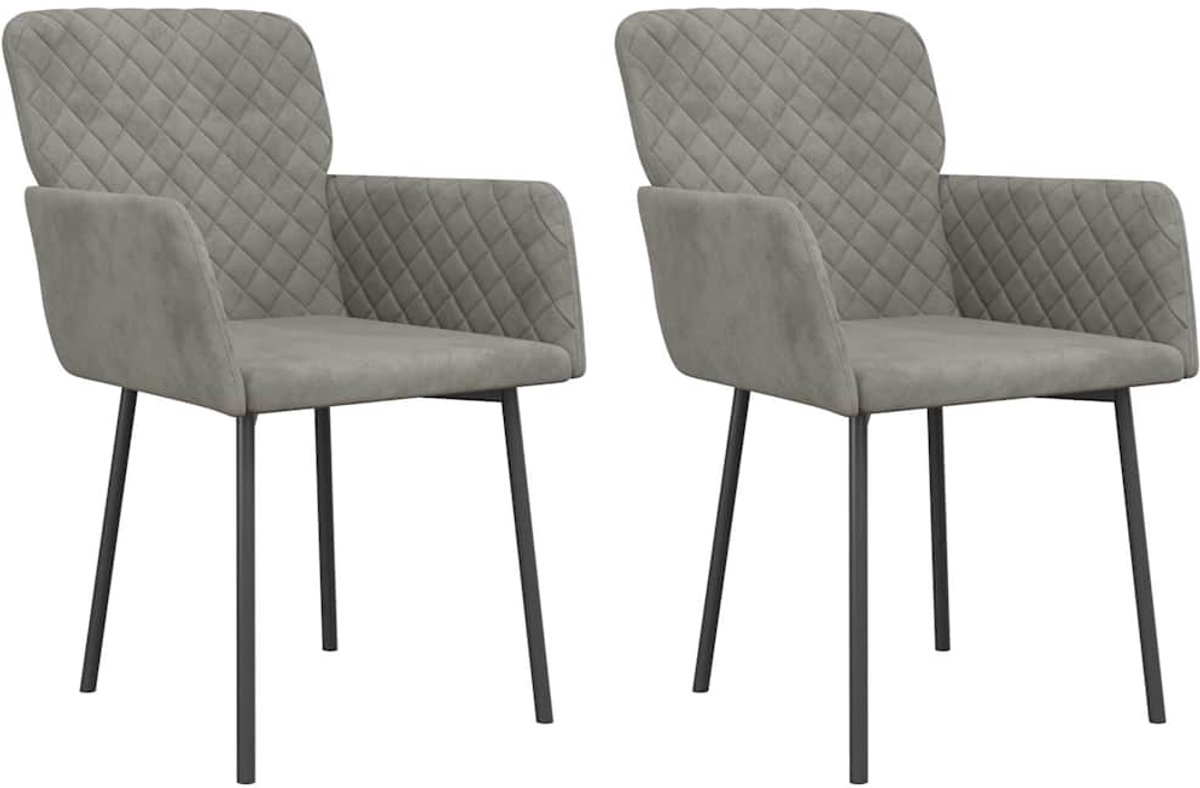 vidaXL - Eetkamerstoelen - 2 - st - fluweel - lichtgrijs