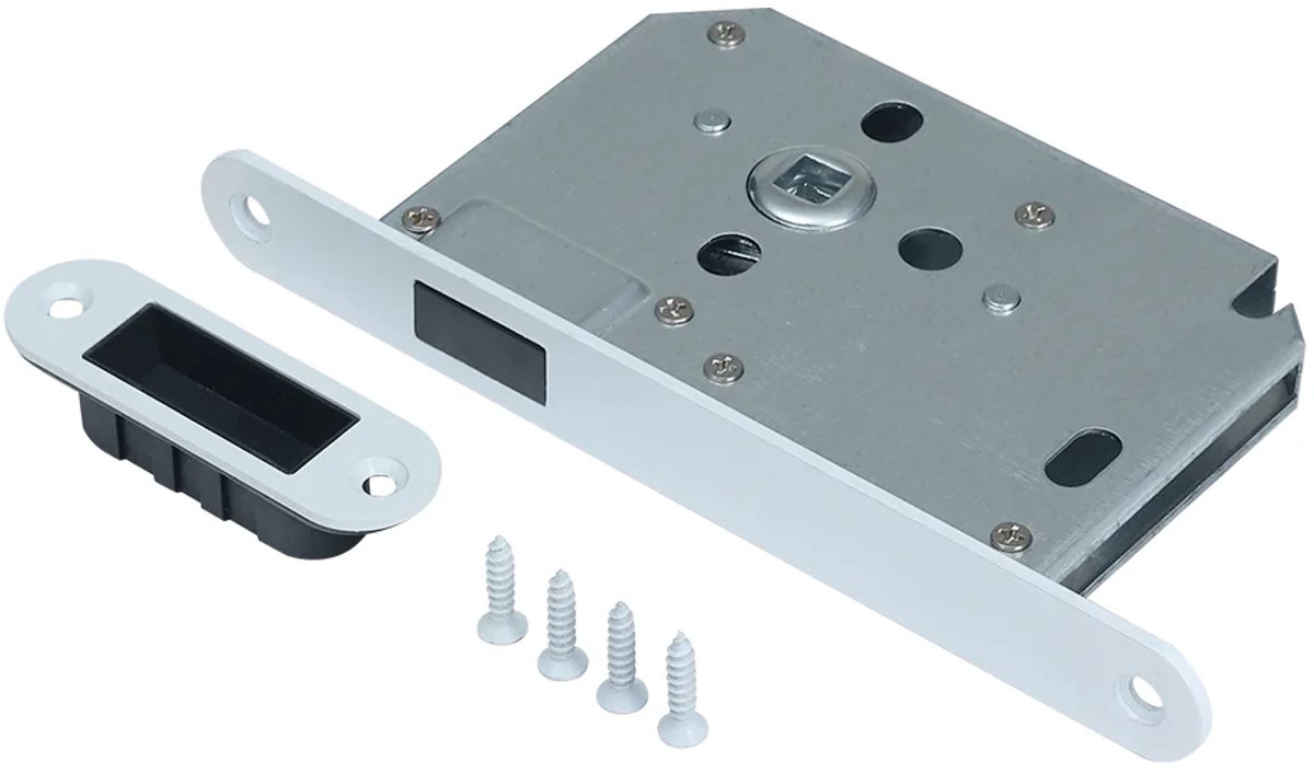 Magneet loopslot met voorplaat en sluitkom mat wit PVD gecoat