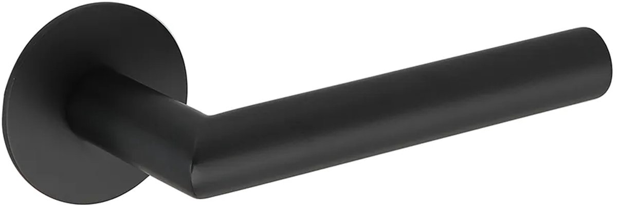 Deurkruk (2x) Celia rond 20mm haaks op ultra dunne rozetten van 3mm mat zwart PVD gecoat | Zwarte raamsluitingen | Zwarte raamsluitingen | Zwarte |