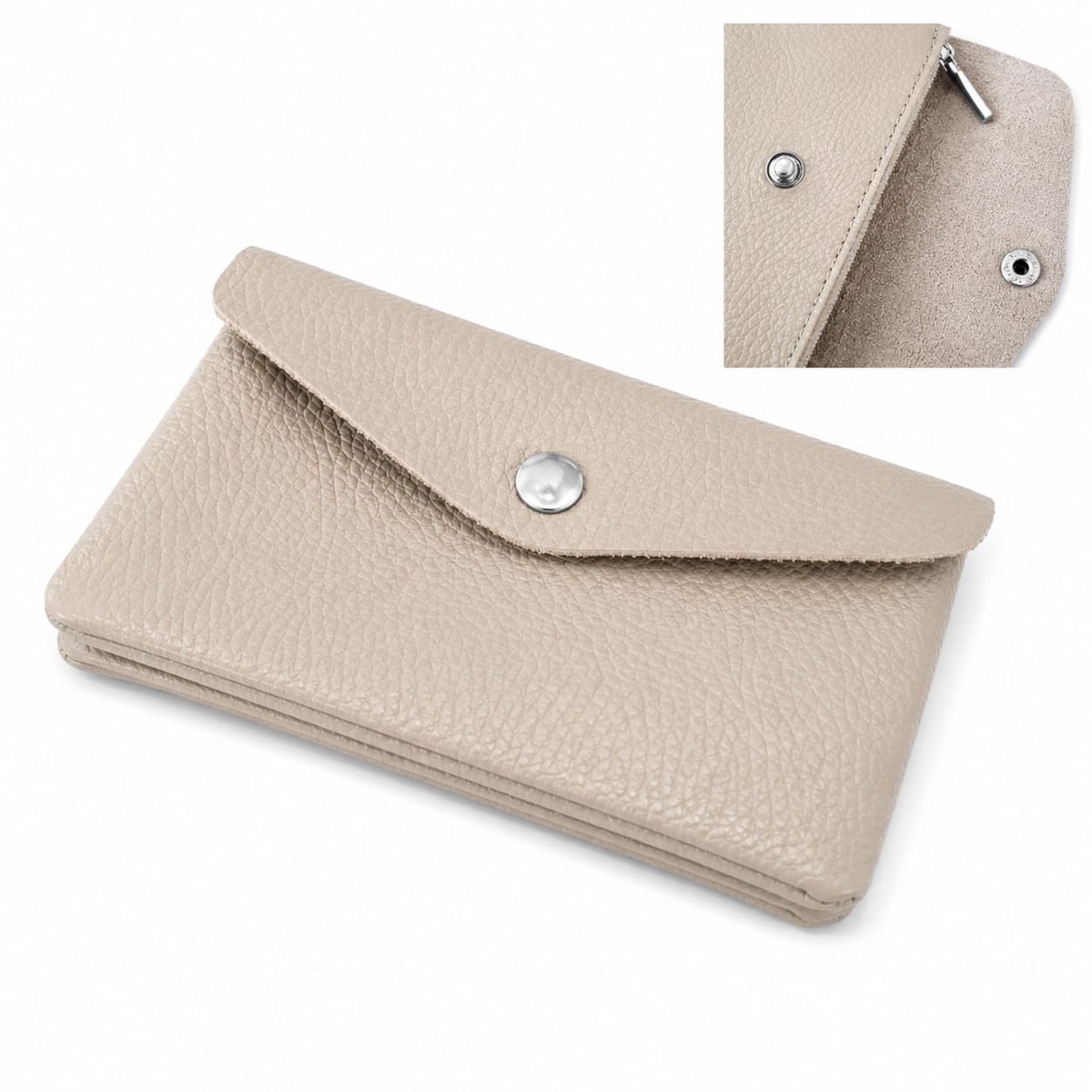 Dames portemonnee Beige- leer portemonnee - cadeau voor vrouw - kado vrouwen - verjaardag cadeau vrouw -cadeau voor dames